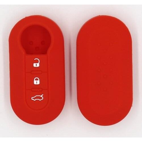2PC silicone key cover Case set shell skin For fiat 500 3 Buttons Flip remote Key Blank Fob Auto parts car accessories