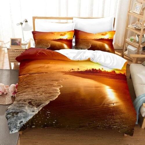 Seaside Bedding Set Single Twin Full Queen King Size Setting Sun Bed Set Childrens Kid Bedroom Duvetcover Sets 001