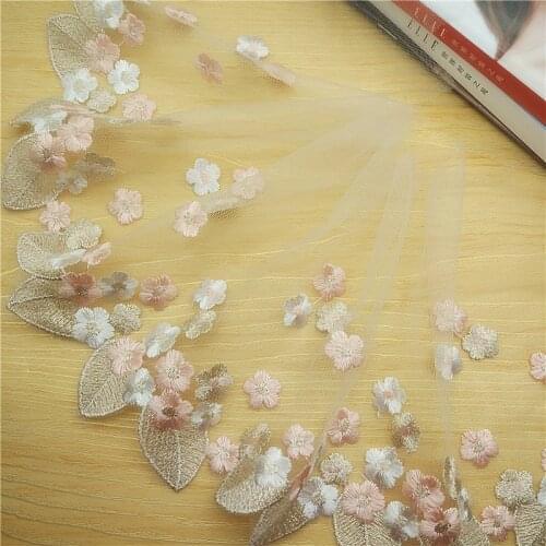 1Yards Embroidery Flower Lace Fabric Mesh 18cm Applique Ribbon Sewing Trim Tulle Lace Fabric For Wedding Dresses dentelle KP6