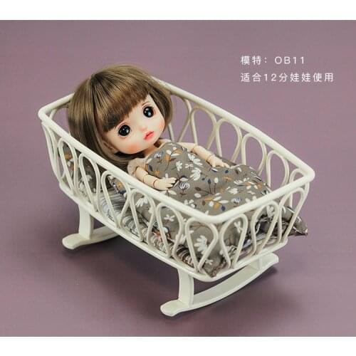 Miniature Dollhouse Furniture Crib Mini Dolls House Toy Bed Accessories Living Room Ornament Model Educational Toys for Children