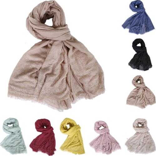 Soft Muslim Women Hijab Long Scarf Shawl Scarves Hot Drilling Glitter Stoles Islamic Headscarf Turban Pashmina Cape 190*120cm