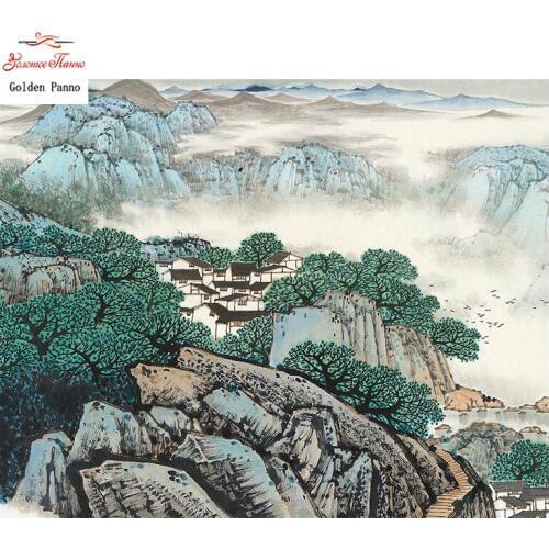 Golden Panno,Needlework,Embroidery,DIY Scenic Painting,Kits,14ct rock,Cross-stitch,Sets For Embroidery,Christmas1228