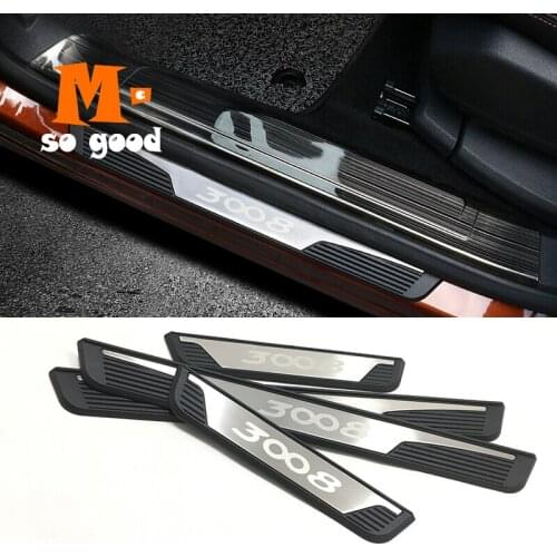 4pcs for peugeot 3008 GT accessories 2017 2018 2019 2020 Car Door Sill Scuff Plate Trim Plates styling decoration Stainless