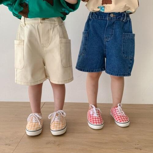 Summer New Toddler Kids Shorts Baby Boys Girls Casual Solid Loose Denim Shorts 2-7 Y Fashion Childrens Short Pants Baby Clothes