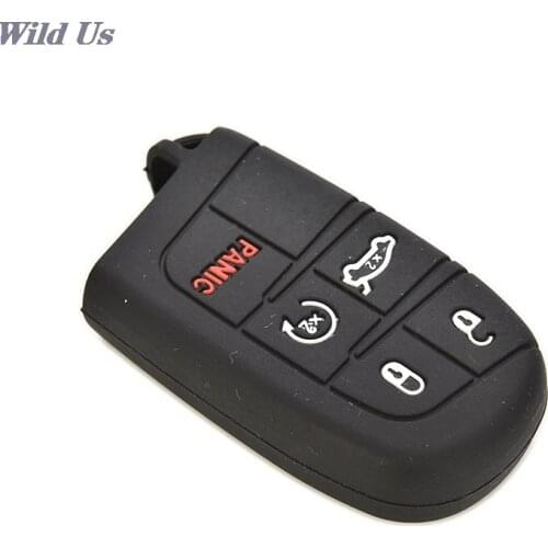 New 5 Button Black Silicone Case Cover For Jeep Chrysler Dodge Fiat Remote Smart Key