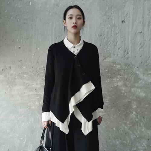 Owen seak Women Cotton Sweater Gothic High Street Clothing Spring Black Women Coats Sweater