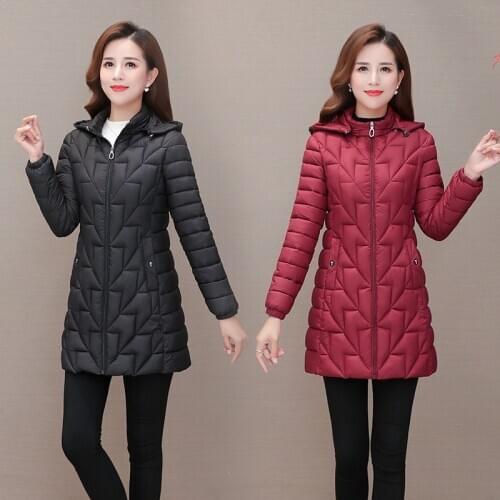Womens cotton coat mid-length plus size cotton coat womens new middle-aged and elderly autumn and winter cotton coat