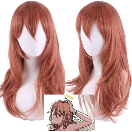 Chainsaw Man Angel Devil Cosplay Wig Anime Dark Orange Wigs Halloween Cosplay Props 55cm