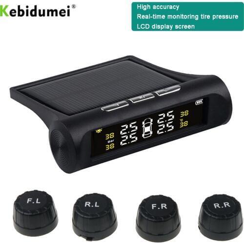 4 External Tyre Sensor USB Solar Charging Car TPMS Tire Pressure Monitoring System HD Digital Display Auto Alarm Tool 433.92MHZ