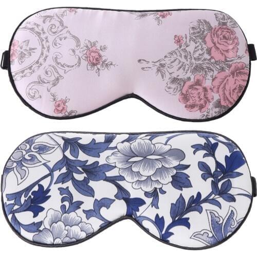 Eyeshade Eye Patch Fashion Silk Soft Sleep Eye Mask Floral Print Sleeping Travel Eyewear Masks Bandage 1PC