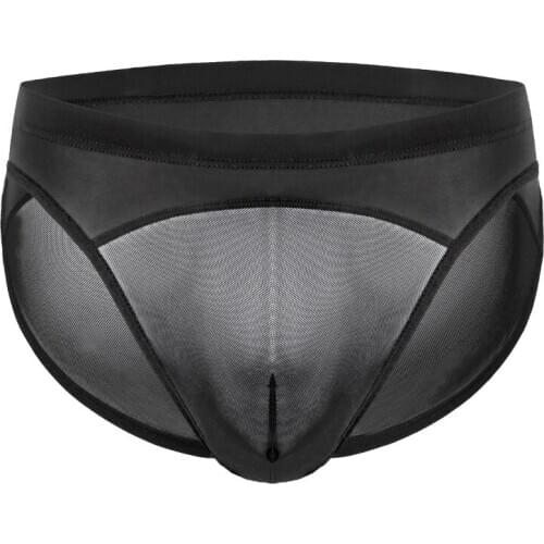 Mens Underpants Ultra-thin Gauze Breathable Panties Mens Transparent U-pouch Bag Push Up Sexy Briefs
