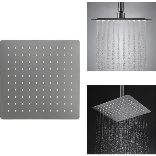 Ultrathin Bathroom Square Overhead Rainfall Shower Head Stainless Steel In-Wall Shower Head