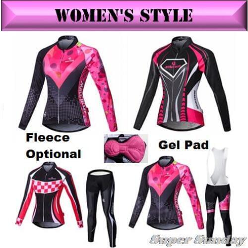 Girls Bike Jersey Womens Cycling Jerseys Winter Thermal Bicycle Racing Clothings Autumn Cycling Costume Pink Jersey
