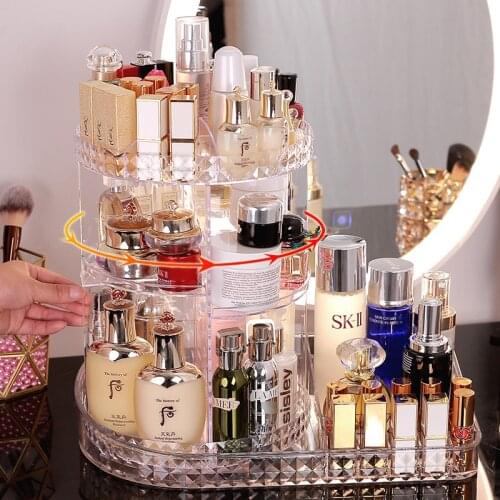 L Shape Rotating Spinning Multi-Function Cosmetics Organizer Box Detachable Spinning Multi-Function Cosmetics Organizer Storage