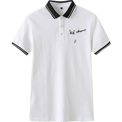 2020 High New Novelty woMen Embroidered Dog Striped Fashion Polo Shirts Shirt Hip Hop Skateboard Cotton Polos Top Tee #G60