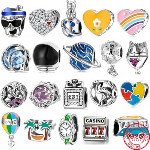 Hot Sale 925 Sterling Silver Mysterious moon and dangle Astronaut Beads charms for bracelet making Silver 925 Jewelry