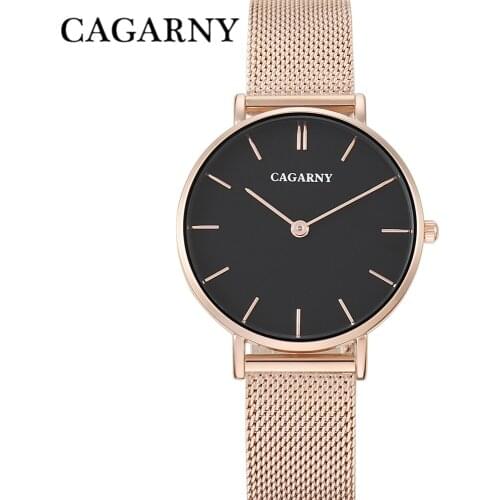 Ultra-Thin Waterproof Quartz Watch For Women Top Luxury Brand Cagarny Fashion Womens Wrist Watches Steel Bracelet Female Clock