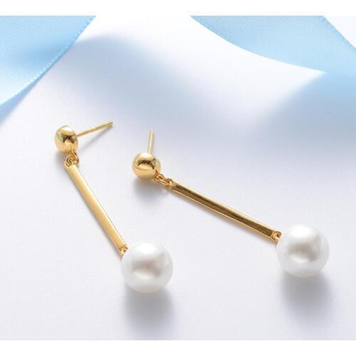 925 Sterling Silver Jewelry Female Gold Round Ball Freshwater Pearl Earrings for Women 2019 Statement Jewel Accessories Gifts