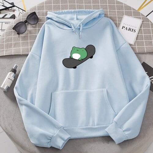 Women Hoodies Winter Frog Oversized Sweatshirt Hoodie Womens Harajuku Long Sleeve Female Pullovers Drawstring Hoody