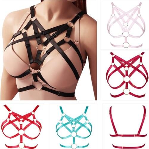 Harness Woman Hollow Bra Tops Fashion Accessories Punk Cupless Elastic Bandage Belt Body Bondage Straps Cropped Gothic Clothes
