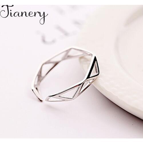 JIANERY Luxury Boho Silver Color Hexagon Rings For Women Wedding Punk Vintage Rings Girls Jewelry Anillos Mujer