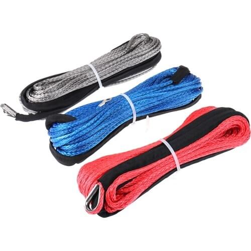 1/4''X50' 6mm*15m 12 Strand Off-Road Uhmwpe Synthetic Towing Winch Rope With 1.5m Sleeve And Thimble For ATV/UTV/SUV/4X4/4WD