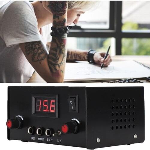1Pcs New Black LED Digital Display Professional Tattoos Power Supply Alloy Heat dissipation Tattoos Power Source Accessories