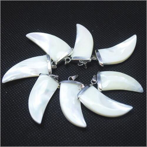 10pcs nature seawater shell pendants natural saltwater knives shape nature white colors shell beads pendants size 15x30mm