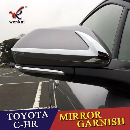 2Pcs ABS Chrome Car Rearview Mirror Strip Cover Trim Decorate Frame Moulding For Toyota CHR C-HR 2016 2017 2018