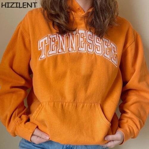 2021 Y2K Vintage Letter Embroidery O Neck Oversized Hoodies Sweatshirt Women Long Sleeve letter print vintage sweatshirt women