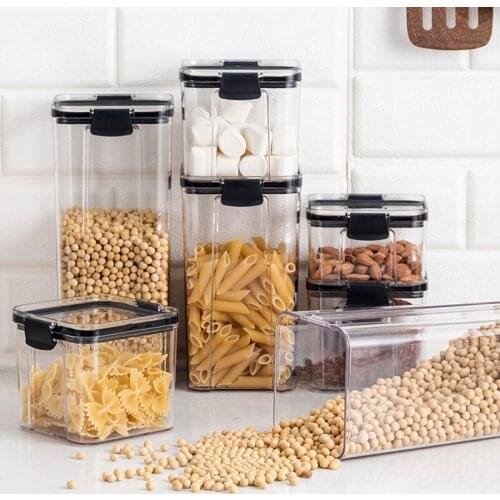 4Pcs Set Stackable Food Storage Container Multigrain Noodle Cereal Beans Snacks Storage Jars Transparent Acrylic Box Sealed Cans