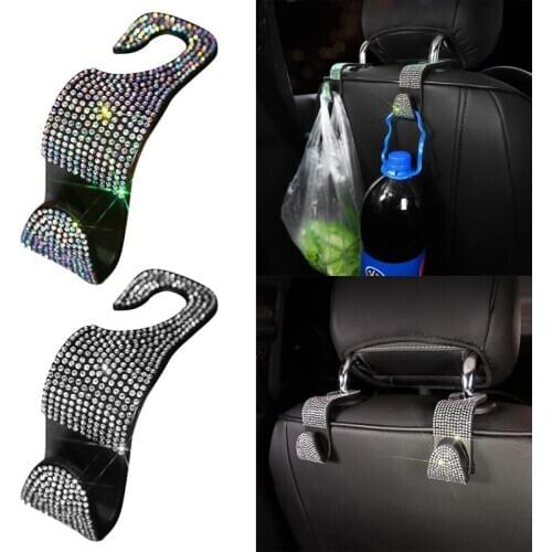 4Pcs Shiny Crystal Rhinestone Car Backseat Hooks Purse Handbag Organizer Holder Auto Seat Hanger Wholesale&Drop Ship