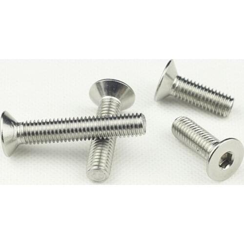 50Pcs 304 Stainless Steel Hexagonal Countersunk Screw Flat Head Hex Socket Machine Screw Bolt M2 M2.5 M3 M4