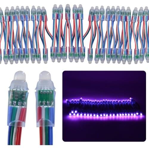 50pcs DC 5V/12V 12mm F8 RGB LED Pixel Module Light IP68 waterproof RGB LED String