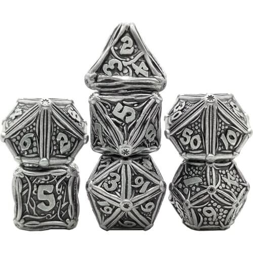 7pcs Heavy Duty Metal Dice Set Solid Polyhedral RPG Role Playing Game Dice Set d4 d6 d8 d10 d12 d20 d