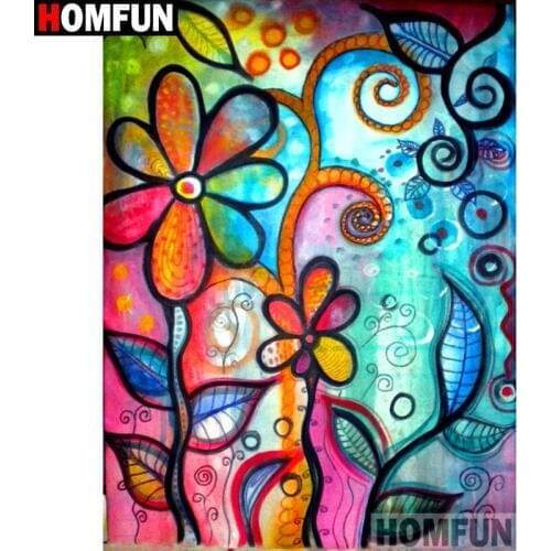 HOMFUN Full Square/Round Drill 5D DIY Diamond Painting "Flower painting" 3D Diamond Embroidery Cross Stitch Home Decor A19176