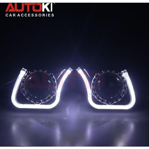 Free Shipping 2pcs/lot Autoki 3.0" high quality U shape led angel eye DRL Shroud Cover Mask For 2.5"/3.0 bi-xenon projector lens