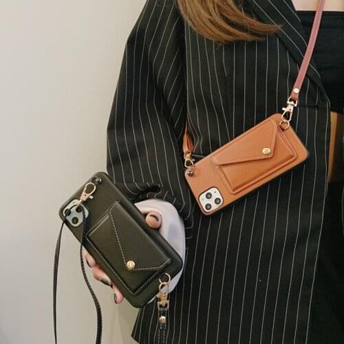 Crossbody Credit Card Wallet Case For iPhone 11 Pro XS Max X XR 6 6S 8 7 Plus For Samsung S10 S9 Plus S10E Note 9 Leather Cover