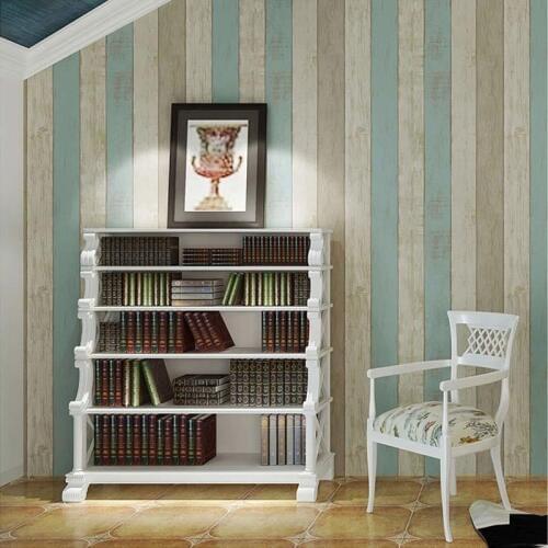 Wood Style Imitation Wood Board Mediterranean Grain Wallpaper Vertical Striped Living Room Sofa Tv Background Papel De Parede 3d