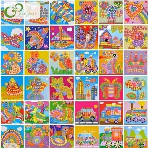 6 designs/lot 3D Kids EVA Sticky Mosaics Puzzle DIY Foam EVA Sticker Handmade Art Cartoon Creative Children Educational Toys ZXH