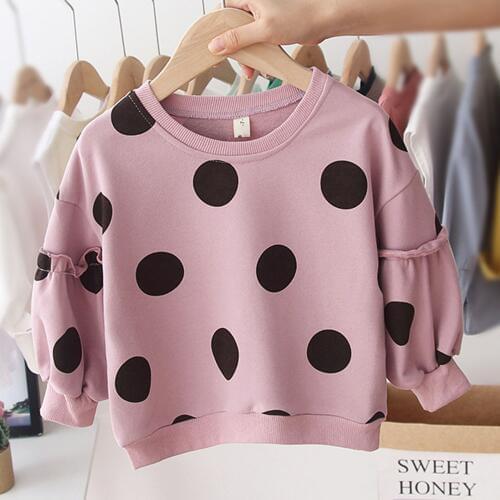 Amya Baby Girl Tops And Tees O-Neck Polka Dot Cotton Long Sleeve Kids Christmas Shirts Children Clothing Little Girls Tshirts