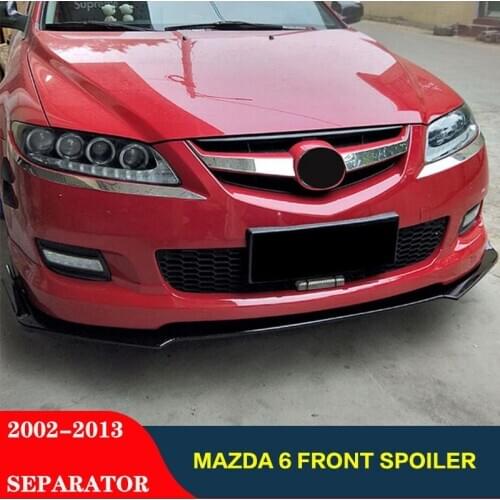 CEYUSOT For Mazda 6 Front Spoiler Separator 2002-13 MAZDA6 Front Bumper Tail Lip Trim For Collision Prevention 3 Pcs Accessories