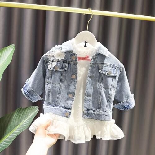 Spring Girls Denim Jacket New Childrens Baby Loose Coat Little Girl Long Sleeve Windbreaker Coat For Kids Clothes