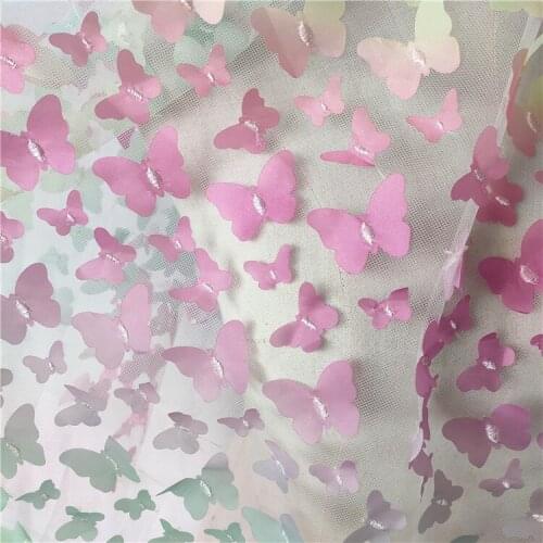 Quality gauze fabric Color three-dimensional gradient butterfly fabrics Womens dress DIY accessories window screen material