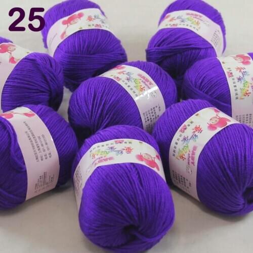 Color Optional 8 ballsX50g Cashmere Silk Velvet Children Hand Kintting Yarn Royal Purple 18-25