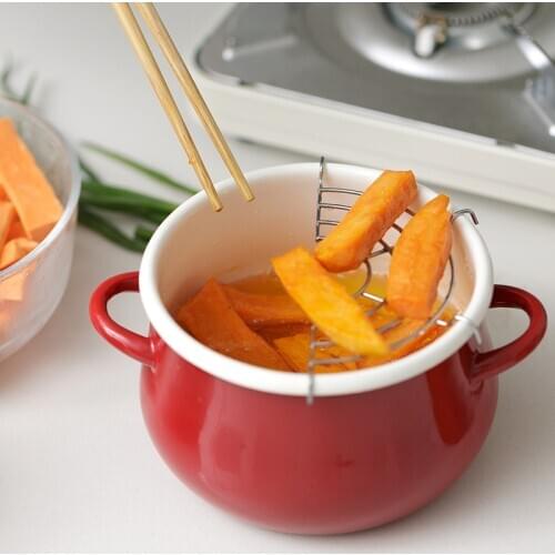16cm Japanese-style Red Fryer with filter kitchen pot ceramic stew pot ceramic stew pot Single pot of soup cookware pot for soup