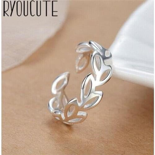 Punk Retro Silver Color Leaf Rings for Women Jewelry Bohemian Adjustable Antique Finger Rings Anillos joyas de plata