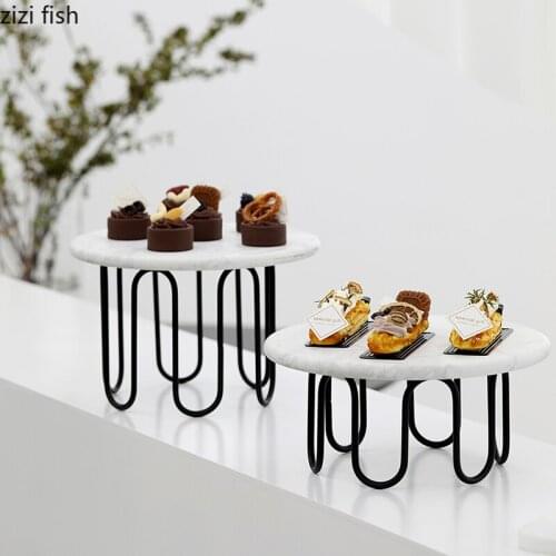 Creative Marble Cake Stand Afternoon Tea Iron Art Dessert Fruit Stand Wedding Dessert Cake Pan Kitchen Utensils Home Decoration