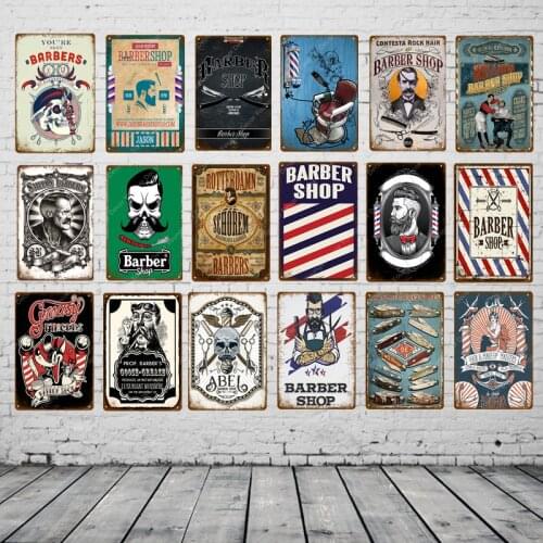 Custom Barber Shop Metal Sign Haircuts And Shaves Hanging Decorative Board Home Cafe Wall Decor Hairdresser Gift Metal Poster