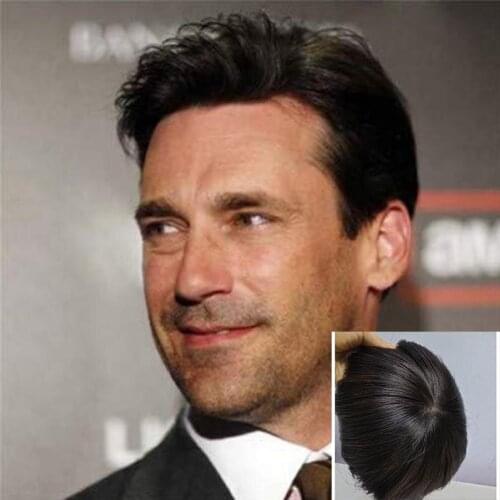 Soft Black 7x9 Mono PU Mens Toupee Hairpiece Human Hair Toupee for Men with Comfortable Super Thin Skin Hair Replacement System